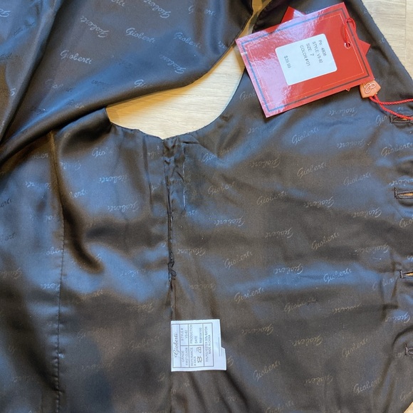 Boys’ Gioberti Brown Plaid Button Vest - Size 7 - Picture 6 of 7